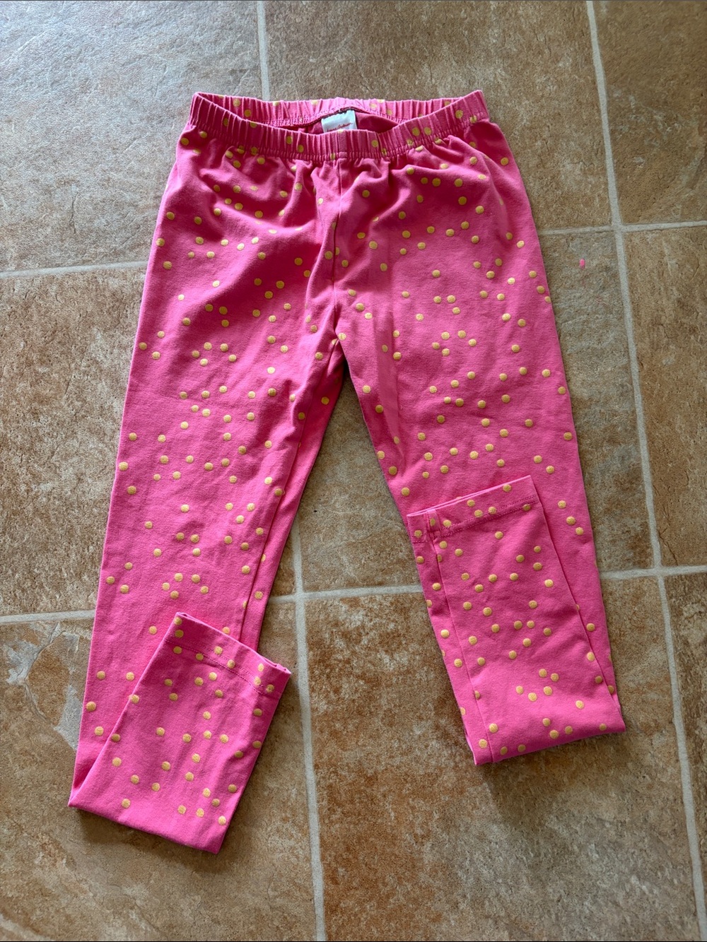 Hanna Andersson Pink Leggings with Yellow Dot Print
